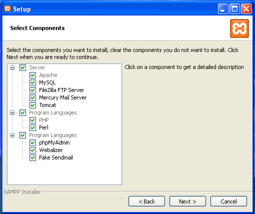 defaultpath to xampp install folder windows
