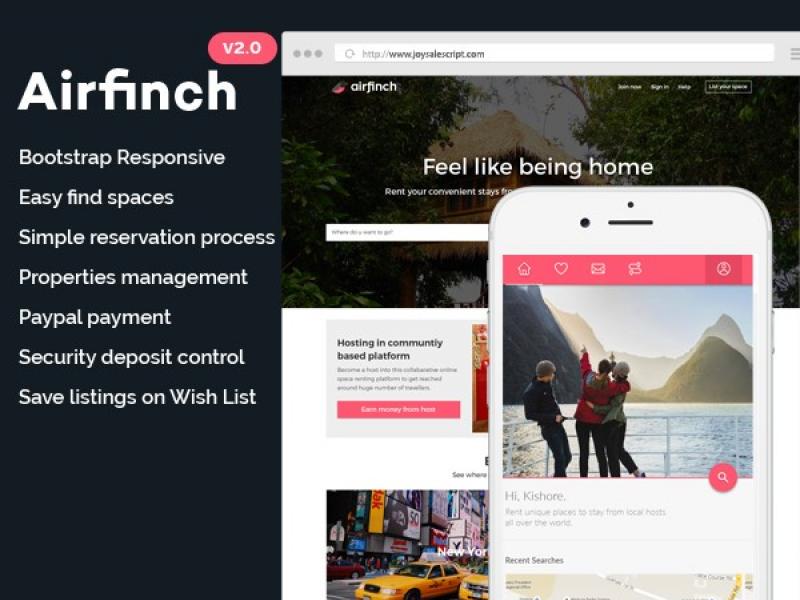 AirFinch v2.0 - AirBNB clone with iOS and Android Native Apps Thumbnail